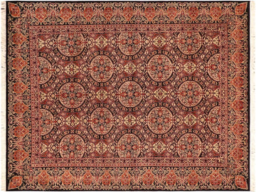 handmade Traditional Paracha Black Rust Hand Knotted RECTANGLE 100% WOOL area rug 6x9
